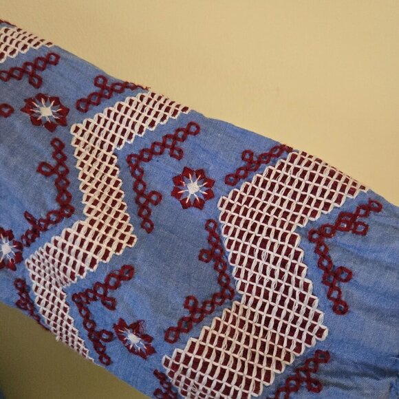 Gretchen Scott Odessa Shift Dress Embroidered Tassel Tie Elbow Sleeve Size S - Picture 5 of 11